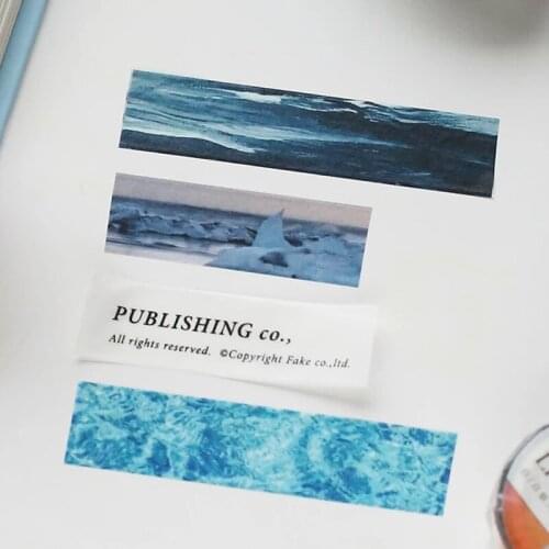 15MM*3M Japanese Paper Masking Tape Sky Sea Clouds Bullet Journaling Accessories Tearable Hand Account Deco Stickers