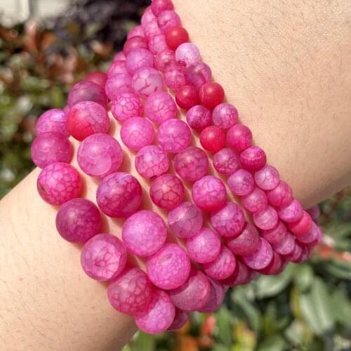 Matte Rose Red Dragon Veins Agates Stone Round Beads For Jewelry Making 6/8/10mm Spacer Loose Beads Diy Bracelet Necklace