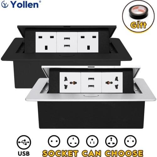 Metal Al Panel 45Module UK/Universal Standard Hidden Type Table Socket USB office home kitchen cabinet desktop Network white