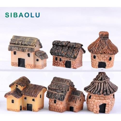 2pc Country Cottage Miniature Figurine DIY House Accessories Doll building home Decoration Simulation plastic Play house toys