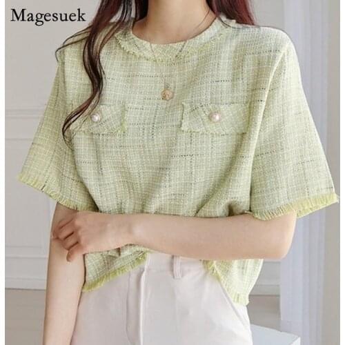 Fashion Women Summer Clothing 2021 Short Sleeve Tops Women Korean Chic White Blouses Women Casual Plus Size Female Shirts 14494