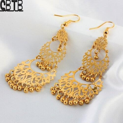 Muslim Gold Pendant Earrings Nigeria Turkey Women Fashion Jewelry Gift Accessories Tassel Pendant Earrings Wholesale