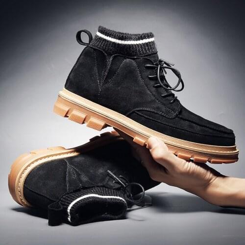 Leather Martin Boots Men Winter Snow Boots Waterproof Ankle Shoes Men Boots Fashion Suede Shoes Fashion Sneakers