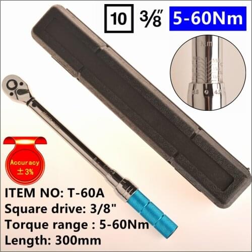MXITA 3/8'' Drive 5-60NM 3% accuracy professional Torque Wrench Tools Click Adjustable Hand Spanner Ratchet Wrench Tool