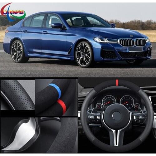 38cm Non-Slip Dreathable Suede steering wheel cover For BMW 5 Series Car Interior decoration accessories