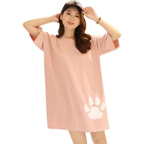 NEW Womens Summer Short-sleeved Night Dress Loose Plus Size 100KG Nightgown Casual Cute Girls Nightdress Sleepwear