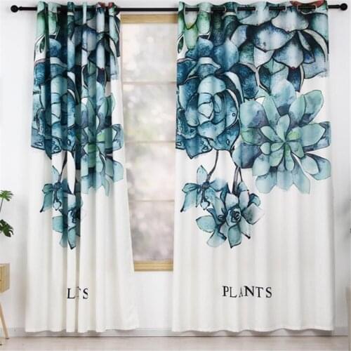 Custom curtains bedroom living room balcony full shading wind small fresh green plants personality curtains