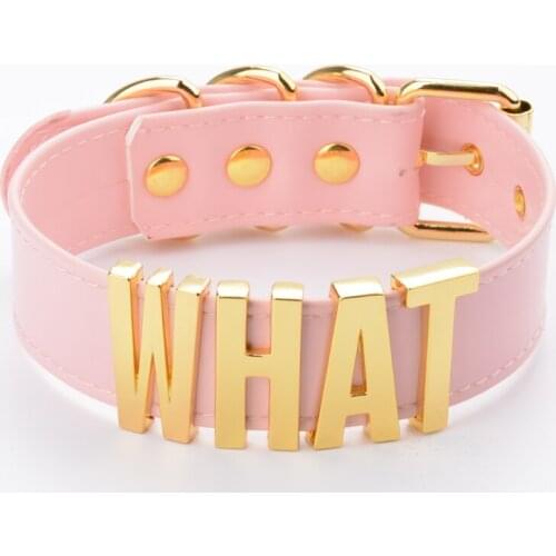 Name Choker Hand Crafts Gold Letter Word Initial Gothic Jewerlry What Vinyl Bondage Slave Collar Necklace