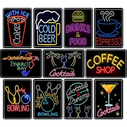 Parrot Bay Plaque Bowling Corona Vintage Metal Tin Sign Bar Pub Cafe Billboard Home Decor Cocktail Posters Wall Art Sticker