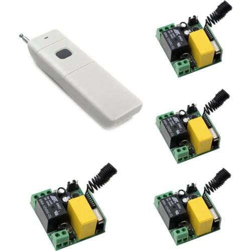 Promotion AC220V High Power Wireless Remote Control Switch System 4pcs Receivers and Transmitter Learning Code Long Range