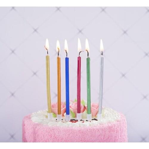 6pcs Multi Color Candles for Cake Decorations Long Thin Birthday Party Candles Wedding Decoration No Smell Party Supplies