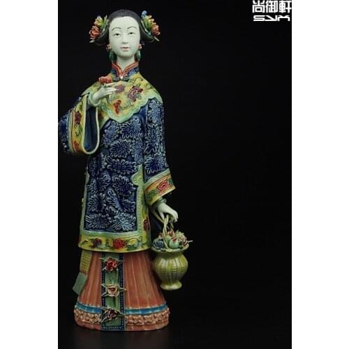 Shiwan doll master of fine ladies of ancient China figure ornaments Happy birthday modern handmade ceramic crafts