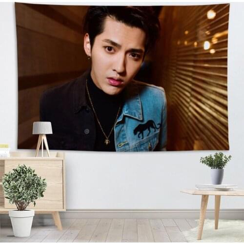 High Quality Kris wu Tapestry Wall Hanging Tapestries Cloth Fabric Print For Living Room Decorative Wall Blanket 2.25