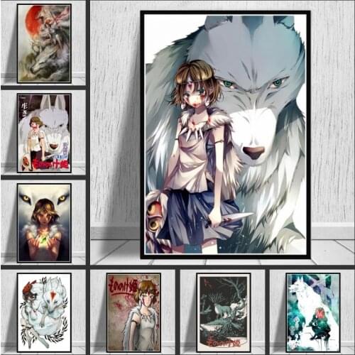 Japan Anime Princess Mononoke Canvas Painting Posters and Prints Wall Art Pictures for Living Room Cuadros Home Decoration