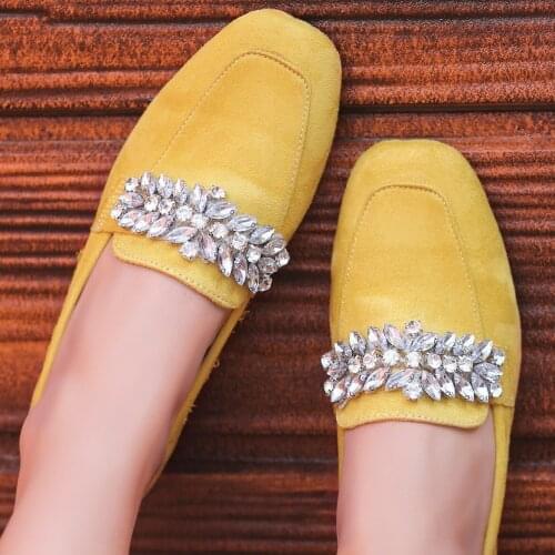 Tonar Satia Mustard Suede Gemstone Ballerina Women Shoes Spring Summer New Season Casual Cool Casual Style Elegant Summer
