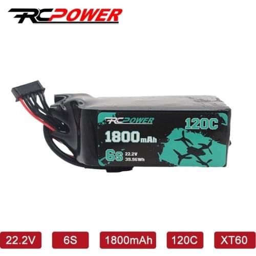 RCPOWER 22.2V 120C 1800mAh 6S Lipo Battery With XT60 Plug For RC FPV Quadcopter Airplane Helicopter Drone