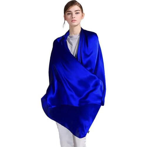 100% Silk Satin Long Scarf 55X180cm Pure Mulberry Silk Plain Color Silk Scarf Factory Direct Online Store 11 Royal Blue