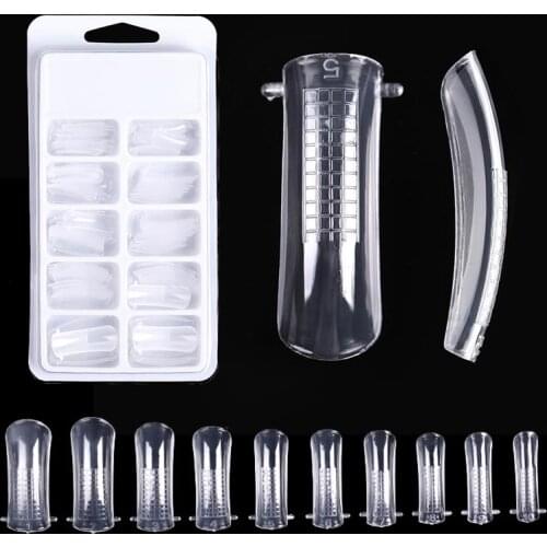 100PCs/Box False Nails Mold Clear Full Cover Nail Tips Tools With Clip for UV Gel Polish Acrylic Quickly Extended Nails