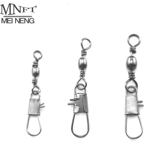 200Pcs Fishing Line Hook Clip Connector Brass Barrel Swivel Pin Fishing Connector Link Solid Rings With Interlock Snap Tackle