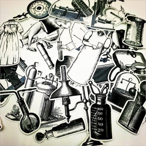 26 Sheets Retro Scientific Experiment Equipment Decoration Sticker Diy Bullet Diary Scrapbooking Label Cute Stickers Stationery