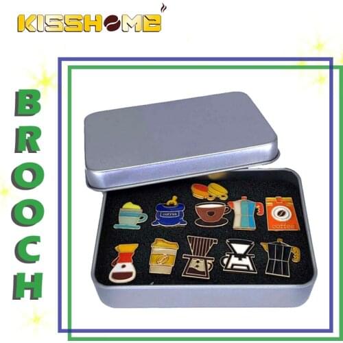 Espresso Barista Coffee Brooch Mini Metal Retro Broochess Beautiful Badge Cafe Gift Coffee Birthday Prerent Competition Souvenir