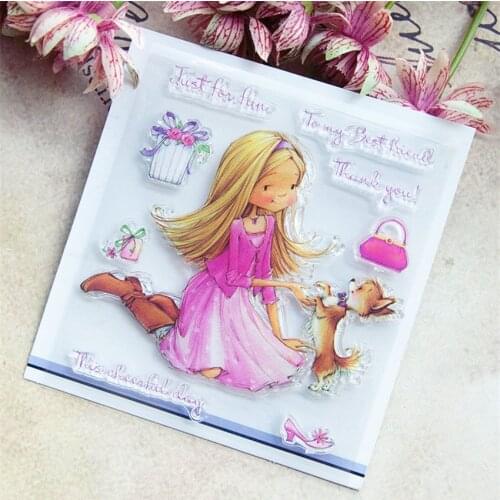 Hot selling Pink skirt girl transparent clear stamp / silicone seal roller stamp DIY scrapbook album / card production