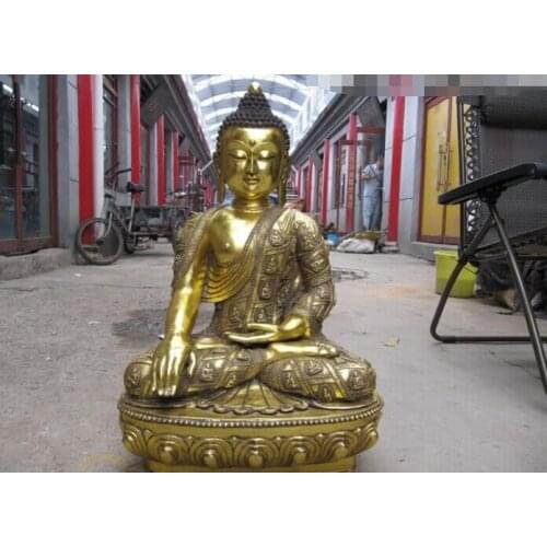 Collectible bronze S2978 Tibet Folk Buddhism Bronze Copper Gild RuLai Sakyamuni Tathagata Buddha Statue