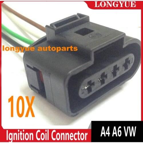 10pcs Ignition Coil Connector Repair Kit Case For A4 A6 VW Harness Plug Wiring NEW 15cm wire