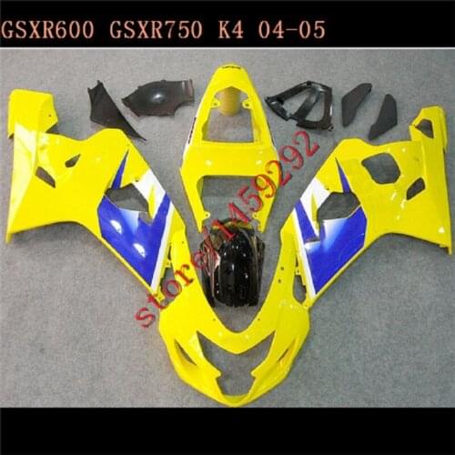 Fairing kits for GSXR600 750 K4 04 05 GSXR600 GSXR 750 K4 04 05 GSXR600 750 2004 2005yellow blue black Fairings workbody kit