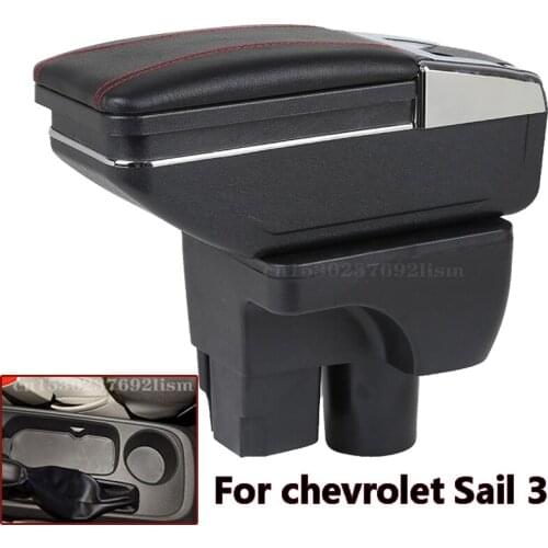 Center Console Storage Box For Chevrolet Sail 3 Armrest box Rotatable Dual layer ashtray USB Charging Car decoration accessories