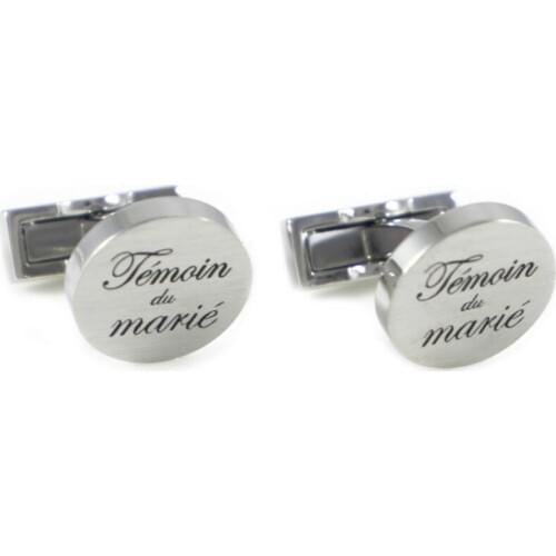 Round Silver Tone French Wedding Witness Groom Cuff Links Wedding Cuff Links