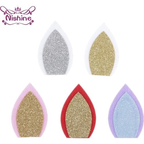 10pcs/lot Fashion Glitter Unicorn Ears Accessories for Baby Girls Headband Hair Clips Ornaments DIY Children Handmade Materials