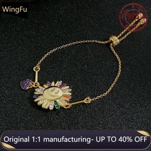 Fashionable 925 sterling silver luxury brand monaco jewelry women smiley sunflower petal bracelet adjustable birthday gift