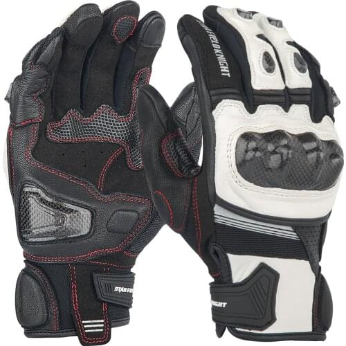 SFK motorcycle breathable carbon fiber leather gloves riding protective gloves fall in summer anti slip touch screen reflective