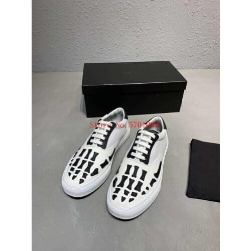 Man Fashion Skeleton Toe Print Sneakers Skel Toe Lace Up Sneaker Canvas Leather Skeleton-toe Sneakers Kanye West Shoes