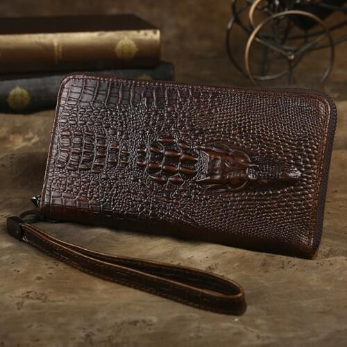 2019 Men Wallet Clutch Genuine Leather Crocodile Head Wallet Male Long Coin Purse Boy Money Organizer Cell Phone Clutch Bag
