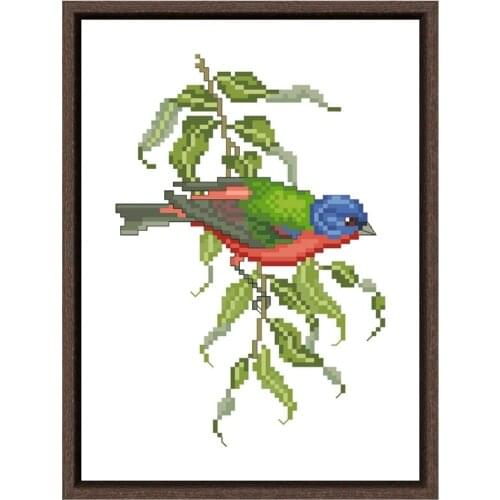 Painted bunting cross stitch kits bird 18ct 14ct 11ct unprint white aida fabric cotton silk thread embroidery craft set