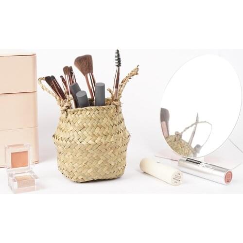 Rattan Makeup Cosmetics Organizer Container Makeup Brush Storage box Basket Bathroom office Desk small things Jewelry Holder