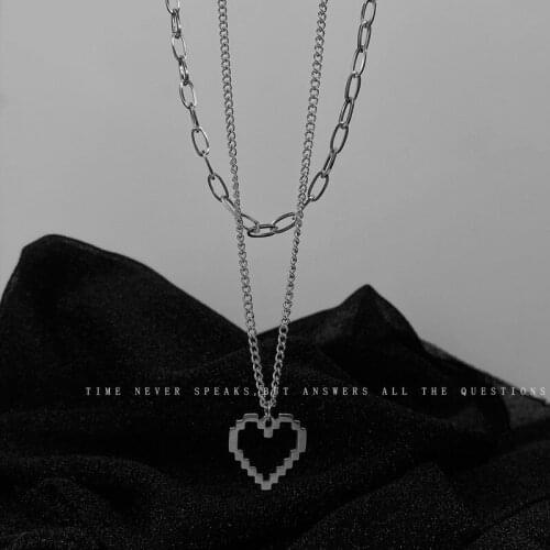 Heart Necklaces Woman Layered Jewelry Women Necklace Hip Hop Pendant Chain Silver Color Vintage European Stainless Naszyjnik