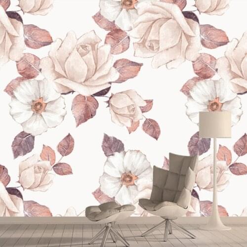 Custom 3d Pink Rose House Decor 3d Wallpapers Murals for Living Room Desktop Walls Paper Contact Peel Stick Brick Nature Rolls