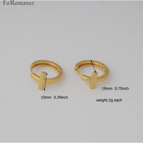 Foromance/ PLAIN SURFACE JESUS CROSS IN MIDDLE PART YELLOW GOLD GP OVERLAY HUGGIE HOOP 0.75" EARRING RELIGIOUS CHRISTIAN