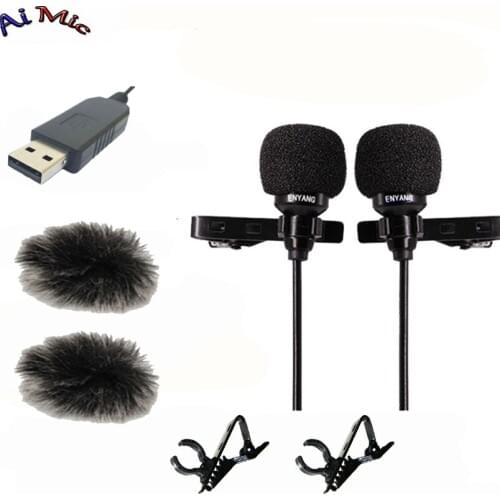 Professional Lapel Interview Microphone Computer USB 2.0 with Two Recording Microfone Condenser for PC Show Video Rcording