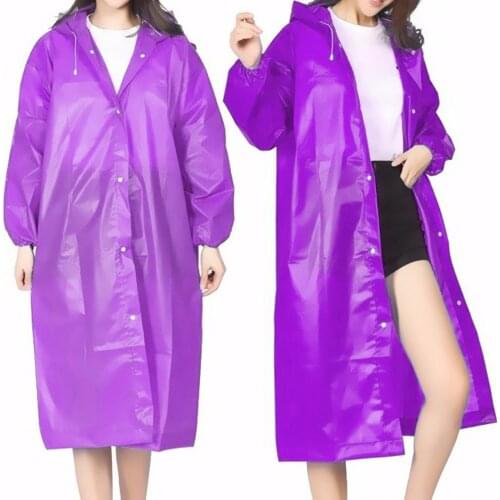 22 5 Colors Hooded Ponchos Transparent Raincoat EVA Elastic Cuffs Women Men Outdoor Travel Rain Cover Waterproof Camping