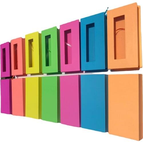 8-25mm Lashes Rectangle Box NEW Design Eyelash Yellow Blue Packaging Box Wholesale Lashes Boxes Empty Eyelash Package Boxes Case
