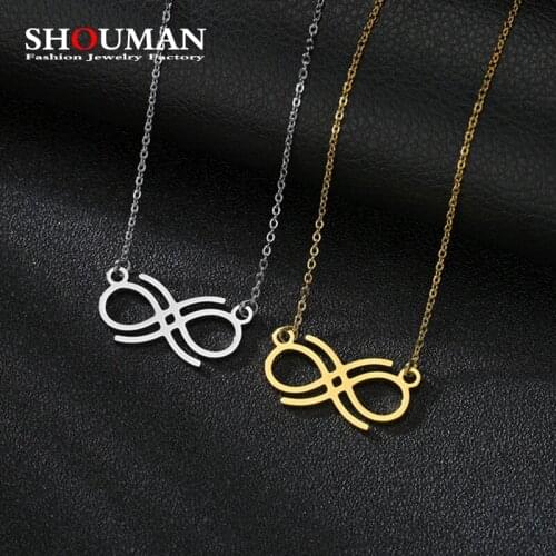 SHOUMAN Fashion Jewelry Wedding Gift bijoux Stainless Steel Hollow Infinity Pendant Necklace High Polished for Women Girls