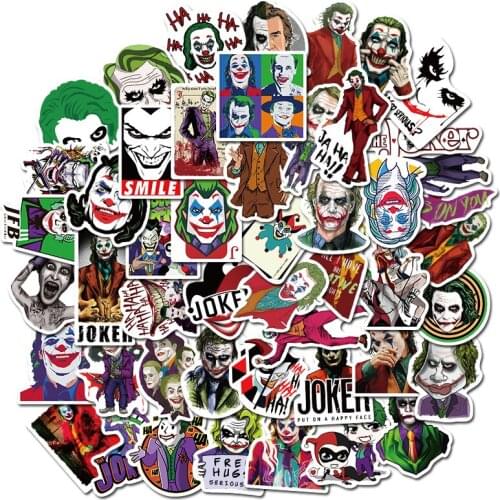 50PCS The Joker Anime Stickers Cool Clown Style For Suitcase Laptop Luggage Skateboard Motorcycle Decal Stickers