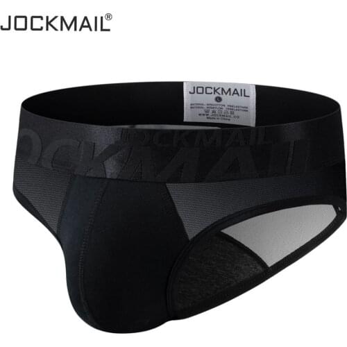 JOCKMAIL Brand New Sexy Men Underwear Briefs Cotton Breathable Low Waist Panties Men Sexi Transparent Homme Jock Straps Gay Slip