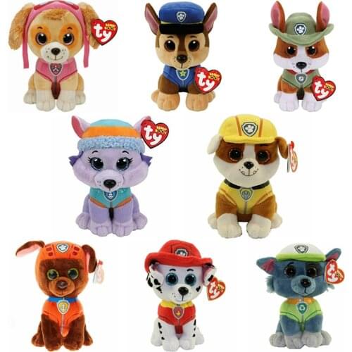 Ty Beanie Stuffed Animal Doll Dog Series 8pcs/set Marshell Skye Chase Rocky 15cm Cute Big Eyes Plush Toys Children Birthday Gift