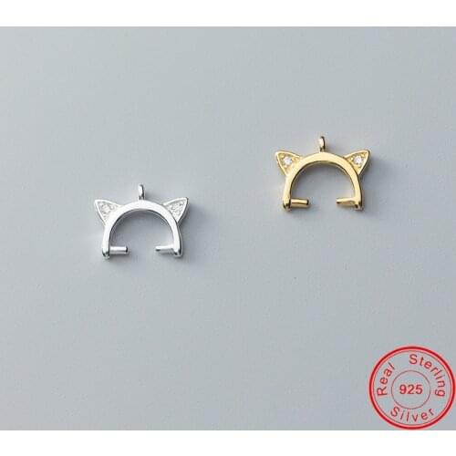 UQBing Inner Diameter 6mm Gold Silver Cat Beaded Pendant Charms DIY CZ Zircon Jewelry Findings