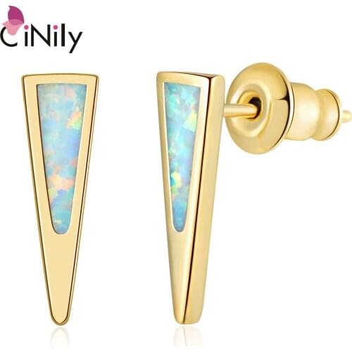 CiNily White Gold Plated for Girls Hypoallergenic cute triangle Moonstone Stud Earrings Jewelry Gifts for Women